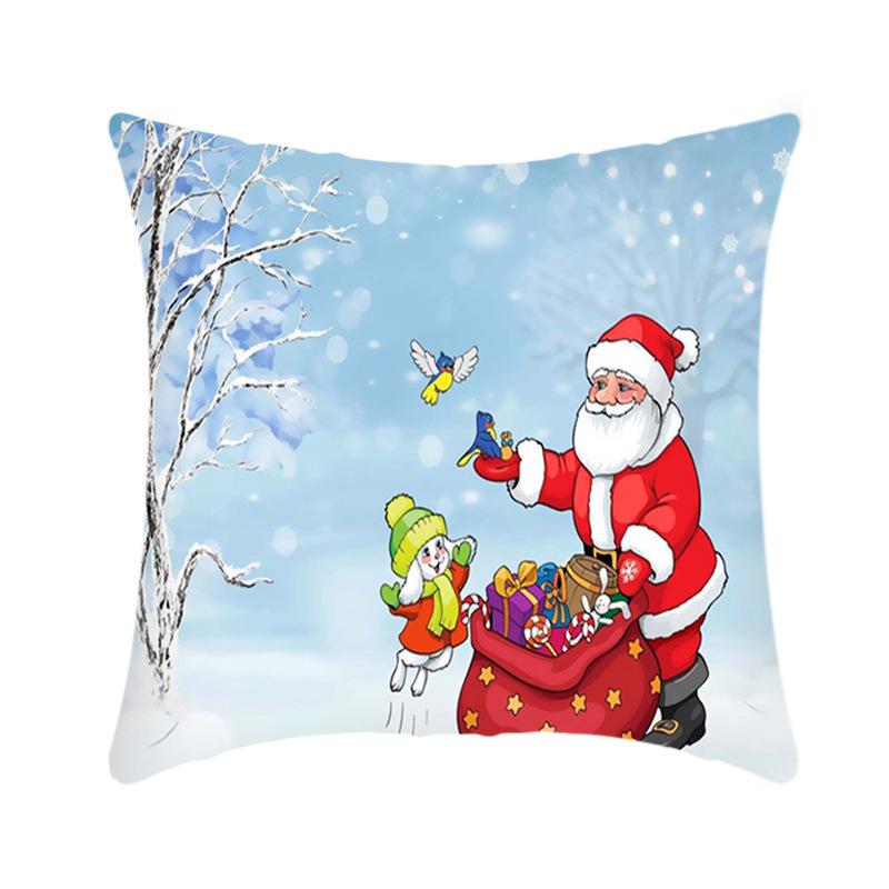 

Новая Рождественская Наволочка с Мультяшным Снеговиком Подарок Милая Наволочка на Подушку для Дивана Короткий Плюш 45X45cm (without core)