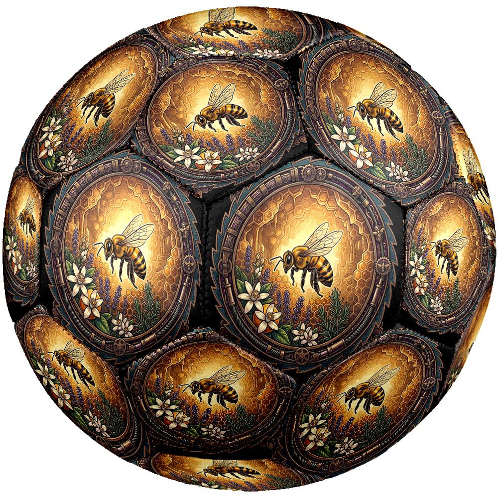 Bee Honeycomb Garden Emblem Round Football Size 5 Adult Ball Suitable for Training Matches and Outdoor Team.