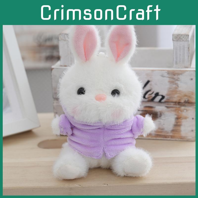 Whimsical Plush Rabbit Keychain Adorable Stuffed Toy Doll With Colorful Clothing Options