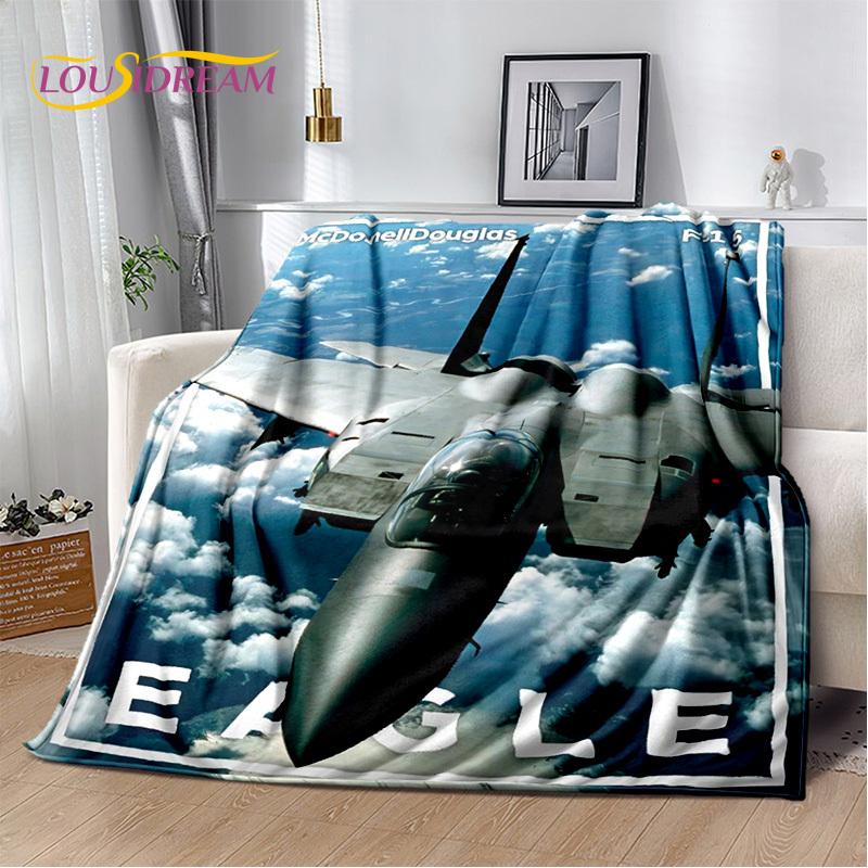 Koc 3D Samolot Myśliwski Spitfire Sił Powietrznych, Miękki Koc Flanelowy do Domu Sypialni Łóżka Sofy Pikniku Biura dla Dzieci