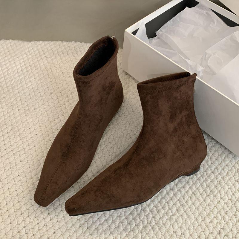 

2025 Жіночі Універсальні Замшеві Чоботи до Щиколотки: Гострий носок, Квадратний каблук, Еластична посадка 35 коричневий