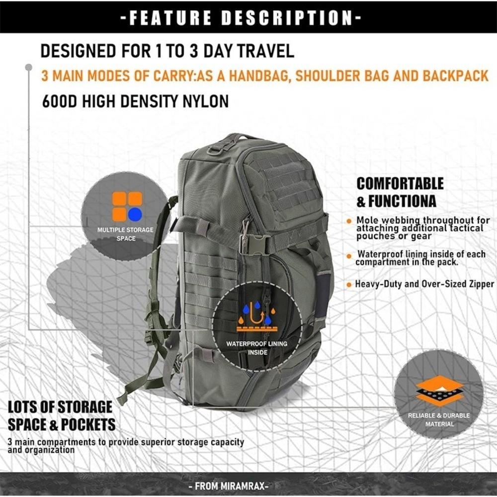45L Duffle Bags Large Capacity Mountaineering Backpack Durable Gym Bag  Outdoor Travel