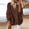 Women's Fashion Casual Solid Color Front Open Long Sleeve Thick Knit Cardigan Sweater Coat