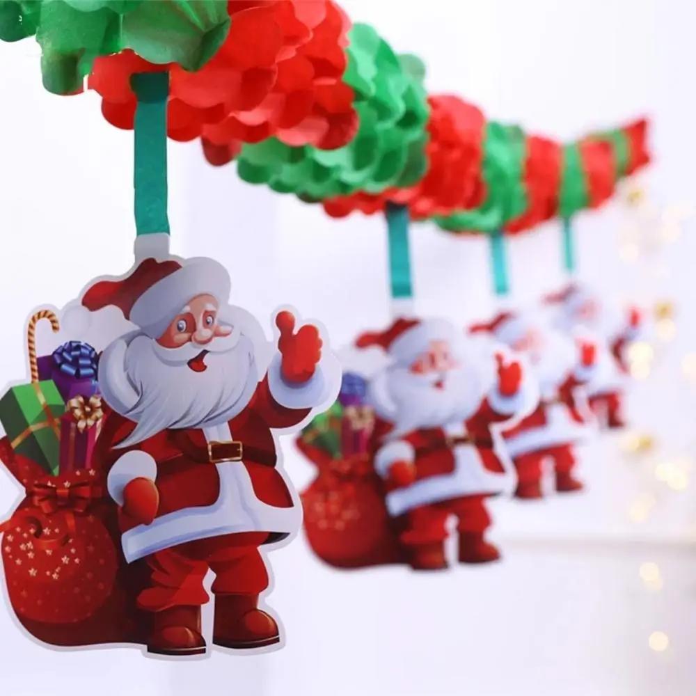 Holiday Party Christmas Banner Decoration Honeycomb Paper Pull Flower Pendant Santa Ceiling Arrangement Decoration Banner