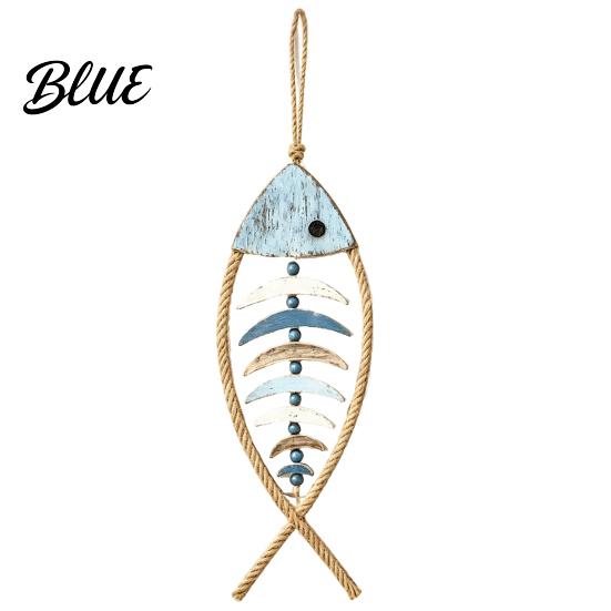 Wood Wall Hanging Decoration Bohemian Wooden Fish Decor With/without LED Lights Coastal Retro Ornament Handmade Hemp Rope for Bedroom Living