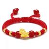 Handmade Red String Bracelet with Gold Ingot and Beads for Zodiac Year of the Horse - Immediate Wealth Lucky Charm