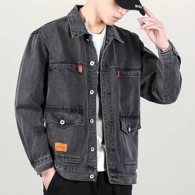 6350 Men's Large Size Denim Jacket: New Japanese Fashion, Lapel, Multi-Pocket, Loose-Fit, Spring/Autumn.