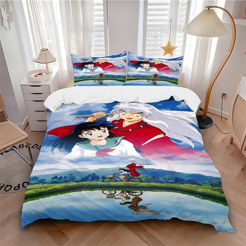 Inuyasha Anime Fantasy Romance Print 3Pcs Bedding Set,Duvet Cover with 2 Bedro,Pillowcase Home Birthday Gift