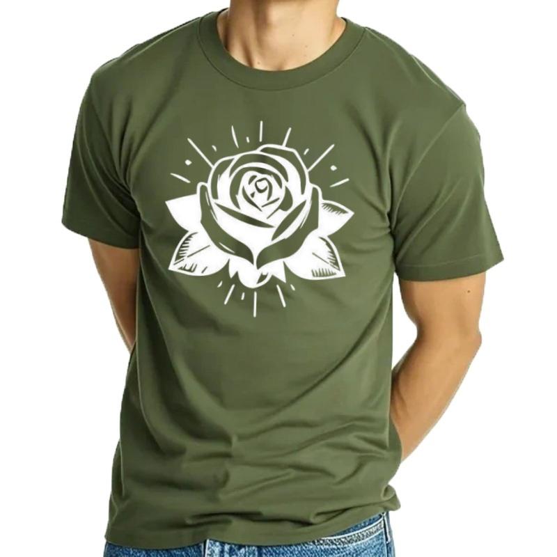 Blooming Rose Cotton T-shirts For Men And Women Graphic Clothing Short Sleeve T-shirts Ta