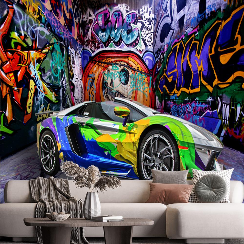 Murale Graffiti Creativo Cool 3D Sfondo Auto Sportive Soggiorno Camera da Letto Murales Graffiti