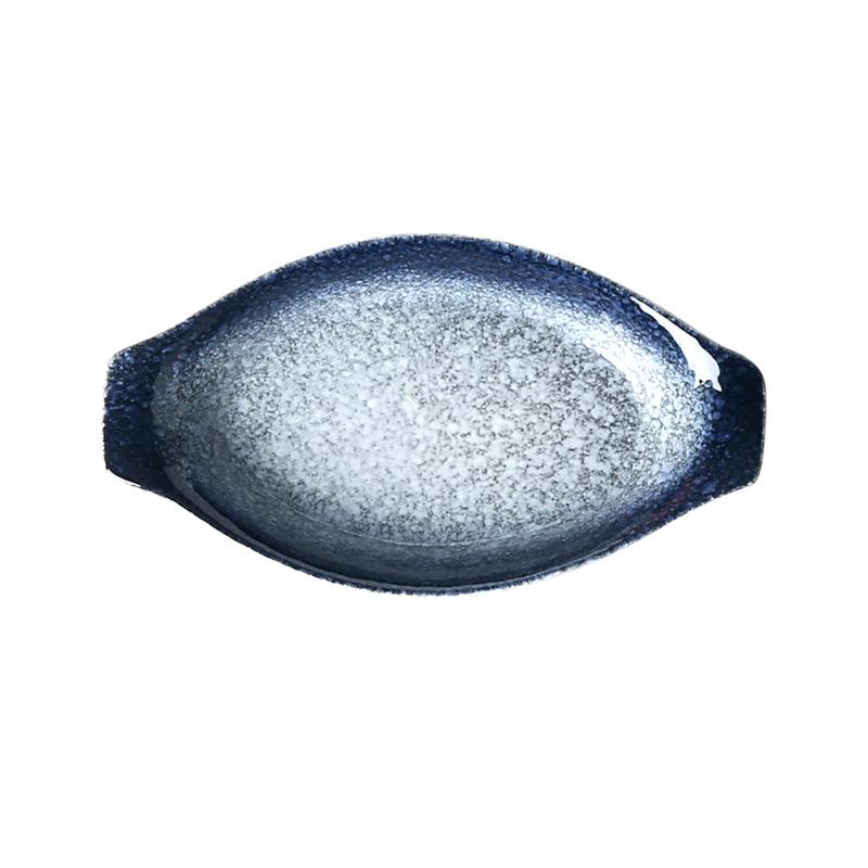 Japanese Style Kiln Transformed Snack Plate Sushi Sashimi Plate Irregular Boat Shaped Ceramic Plate Restaurant Sushi Shop