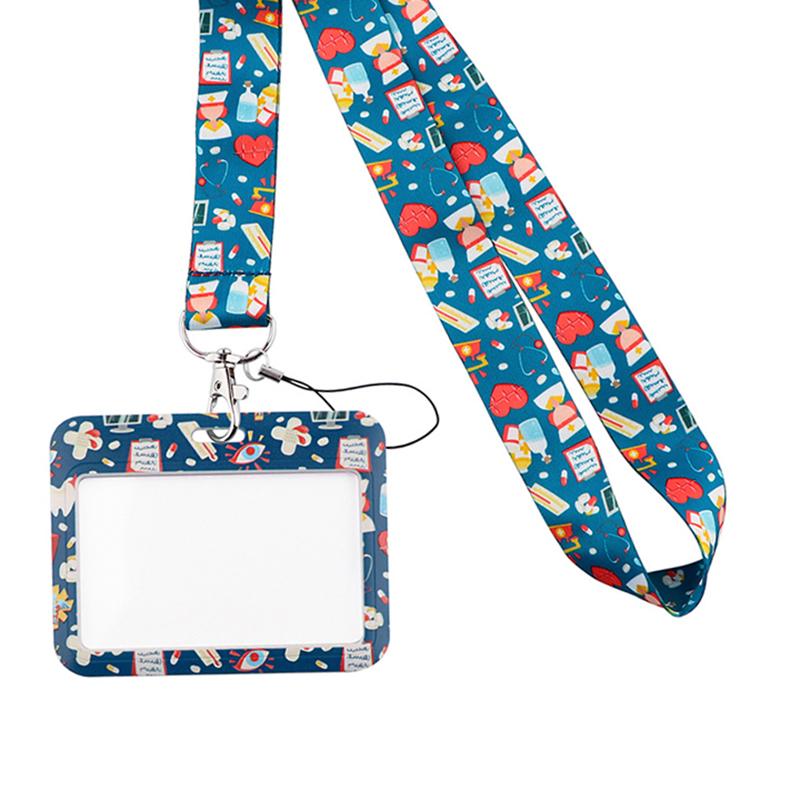 Tandarts Dokter Verpleegkundige Cartoon Credential Nekband Lanyards Sleutelhanger ID-kaart Pas Ophangtouw Lariat Sleutelhanger Ring Badgehouder oranje