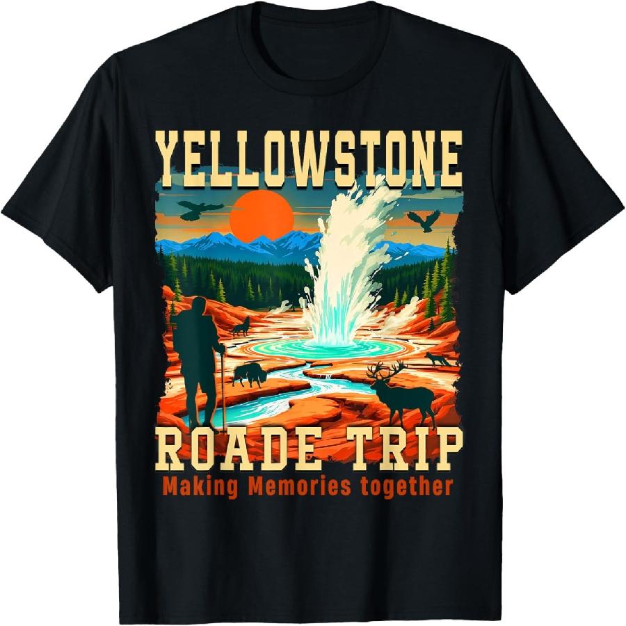 Yellowstone Family Road Trip 2025 National Park comping T-Shirt XXXXXL чёрный