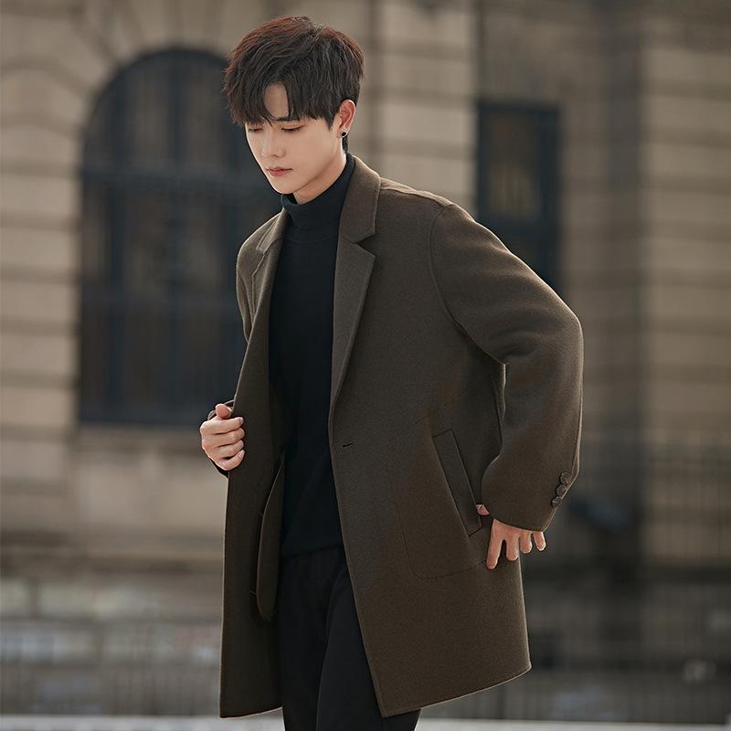 

Мужская куртка осень и зима не двухстороннее кашемировое пальто повседневный шерстяной короткий и средний тренчкот XL