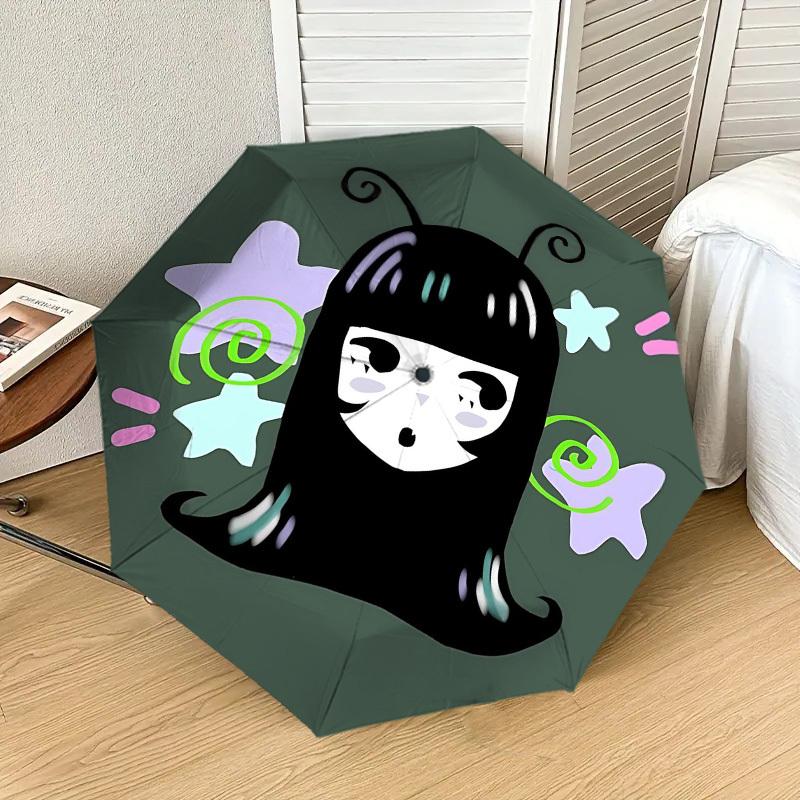 1 шт. Автоматический складной зонт «Инопланетная звезда», 8 спиц, железный каркас, компактный портативный зонт, подходит для путешествий, повседневного использования, на день рождения, подарок для женщин и мужчин 053