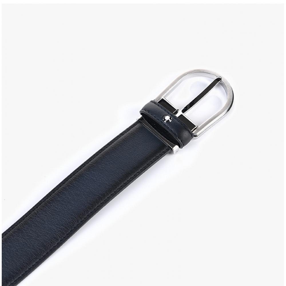 Montblanc 123888 Horseshoe Black Blue Shiny Reversible Belt
