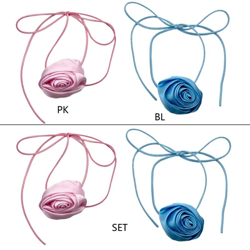 Stoffblumen-Halsketten Künstliche Rosenblumen-Choker Rosenblumen-Halsketten Hochzeitsschmuck Geschenk für Frauen Teenager Mädchen