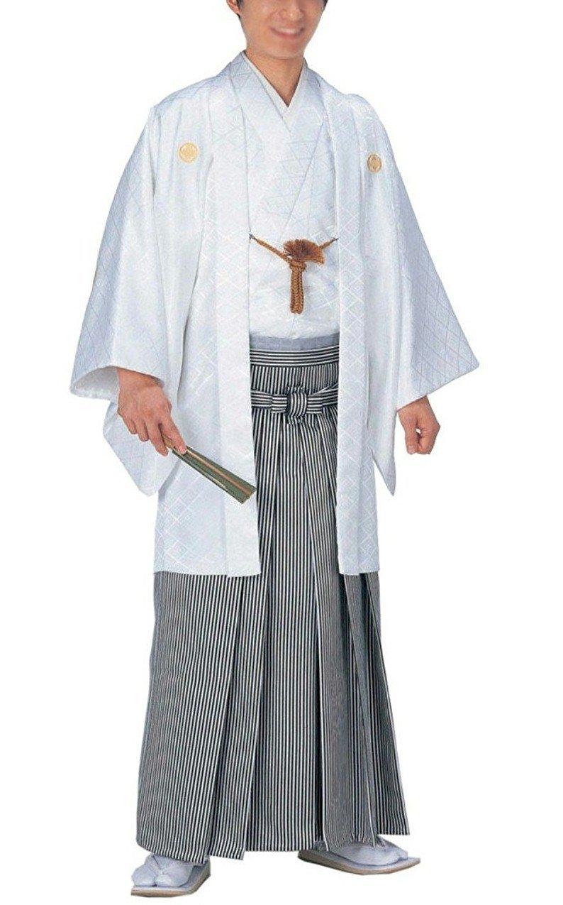 

Kimono hakama set with crests best clothes for ceremonies and graduation ceremonies ensemble Lucky bag New Japanese 4 for heights around [Asakusa білий