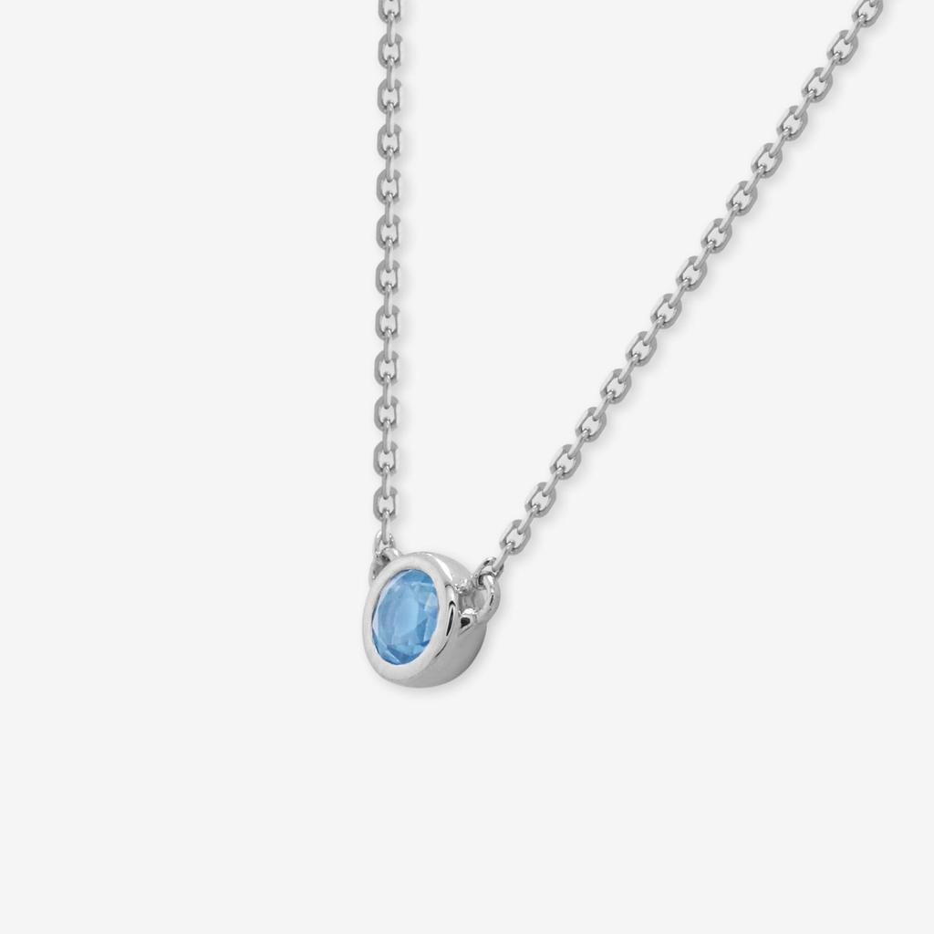 Estelle Official Online Exclusive Women's Silver Rhodium-Plated Necklace with November Birthstone Blue Topaz (Product Code: 0773-0900-0019-0000)