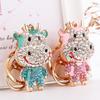 Metal Ox Zodiac Keychain: Cute Rhinestone Bull Bag Charm Pendant
