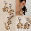 Gold Tone Floral Earrings With Sparkling Stones For Womens Office Wedding And Festive Wear