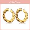 Alloy Womens Popular Round Hoop Earrings With Geometric Elements Gold Silver And