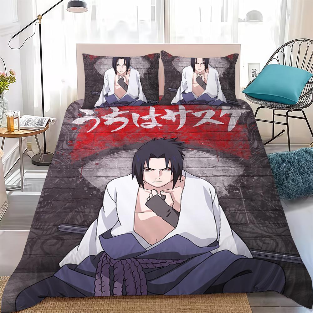 S-Sasuke Uchiha Duvet Cover Set Home Style Bedding Soft Laundry Cotton Bed 3 Piece Set Student Dormitory Gift