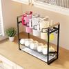 For Kitchen Countertop Tumbler Organizer Water Bottle Holder with Drainage Tray Drying Rack and Side Brush Storage