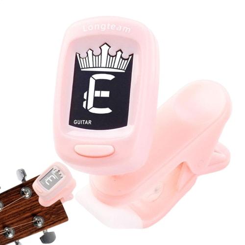 Pink Ukulele Tuner - Clip-on Guitar Tuner, Chromatic Tuner for Acoustic Guitar | Portable Ukulele Tuner, Violin and Bass Tuner with Guitar Capo, Digit