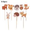 Kids Jungle Animal Model Paper Made Baby Decorations Woodland Creatures Theam Cake Toppers Forest Animal Shape Cupcake Topper