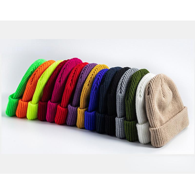 New Knitted Hat White Wine Black Navy Red Warm Short Women Mens Girls Thick Cap Woolen Beanie Hat