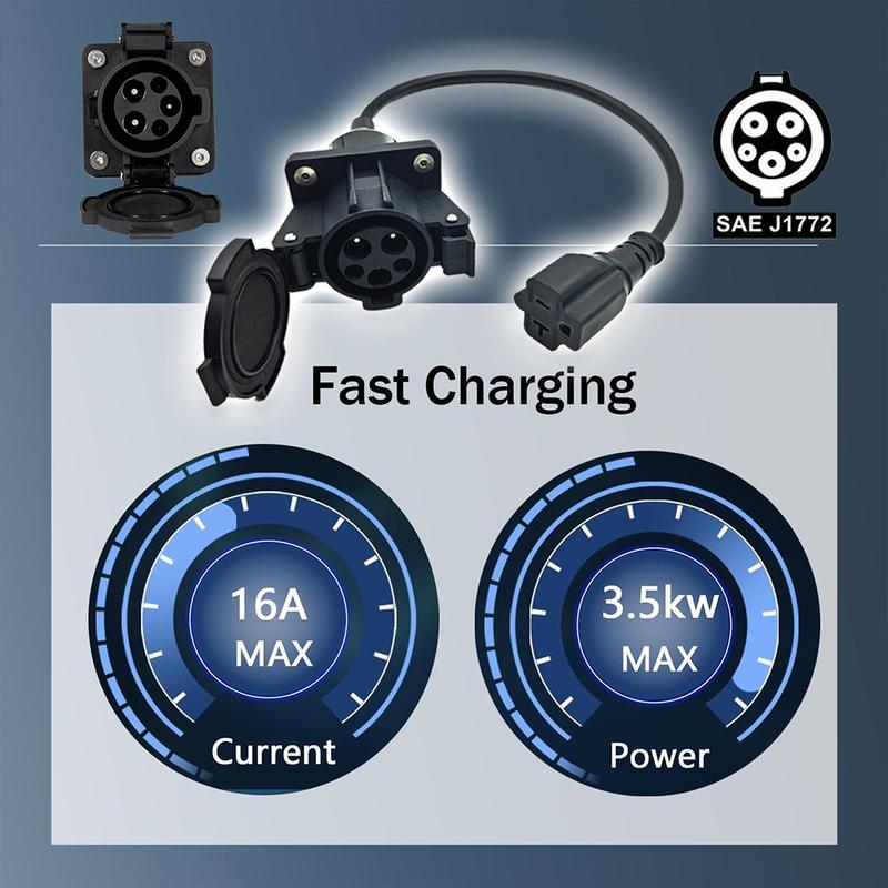 220V J1772 Type1 Socket To NEMA 5-15/5-20 EV Charger Adapter With 0.5M Cable for E-Bike/Scooter/One Wheel US Plug
