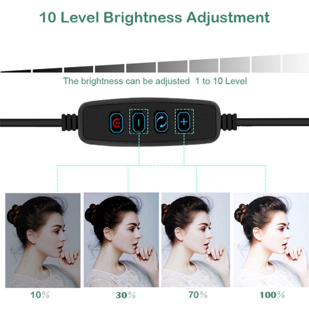 10 Inch 2400‑3000LM 12W LED Ring Light with Cell Phone Clamp Living Broadcast Selfie Fill Lamp
