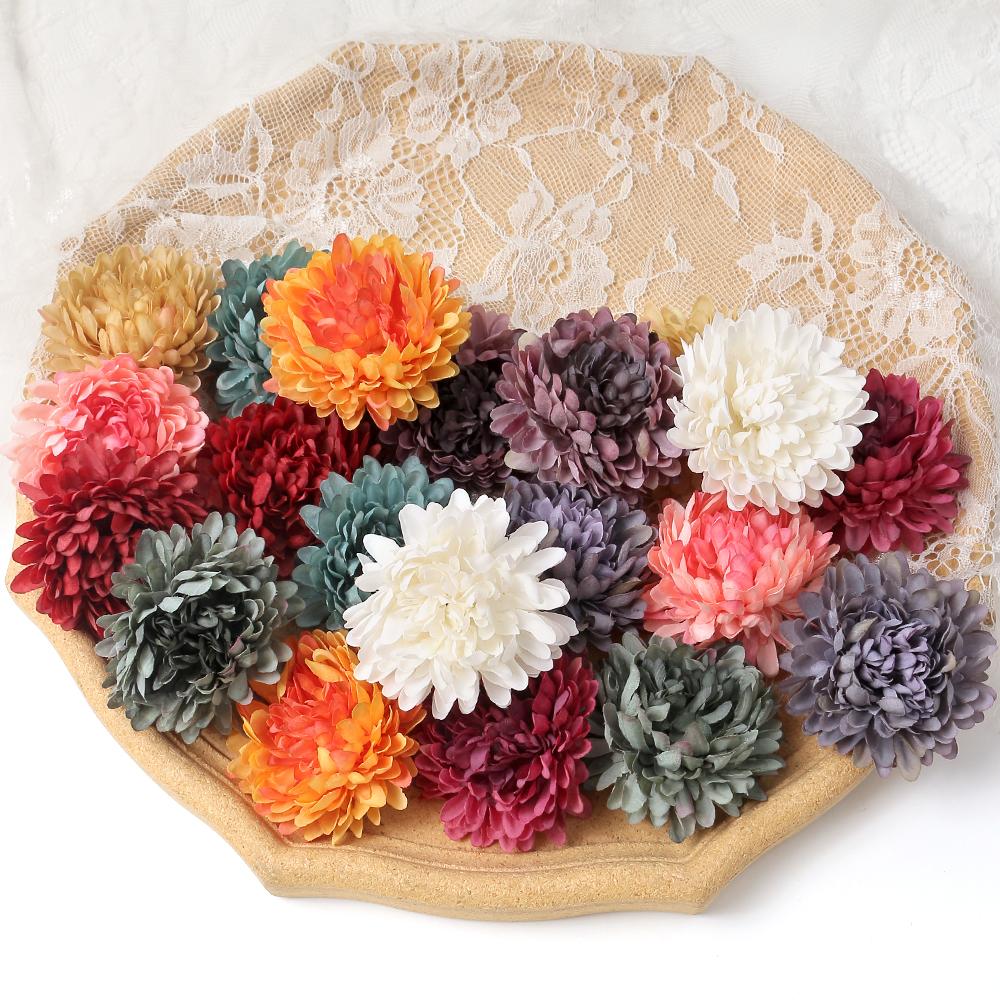 5Pcs Silk Artificial Flowers 7cm Dahlias 10 Colors Garland Accessories Home Decor Wedding Decoration Wall Hanging Garden DIY