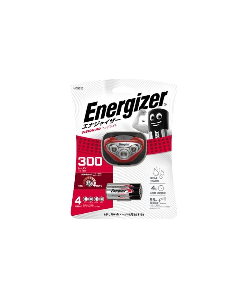 Energizer LED Vision HD Headlight with 4 Light Off Adjustable Head Angle Brightness 300lm Maximum Light Time 35 HDB323 Modes, One-Push Function,