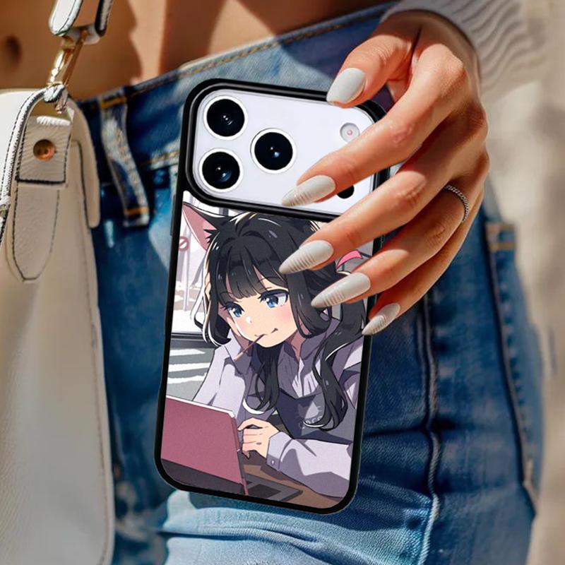 Anime Cat Girl Phone Case For iPhone 17 Air 14 15 13 12 Max Cover For Apple 14 15 16 16e 11 Pro Max Plus Coque