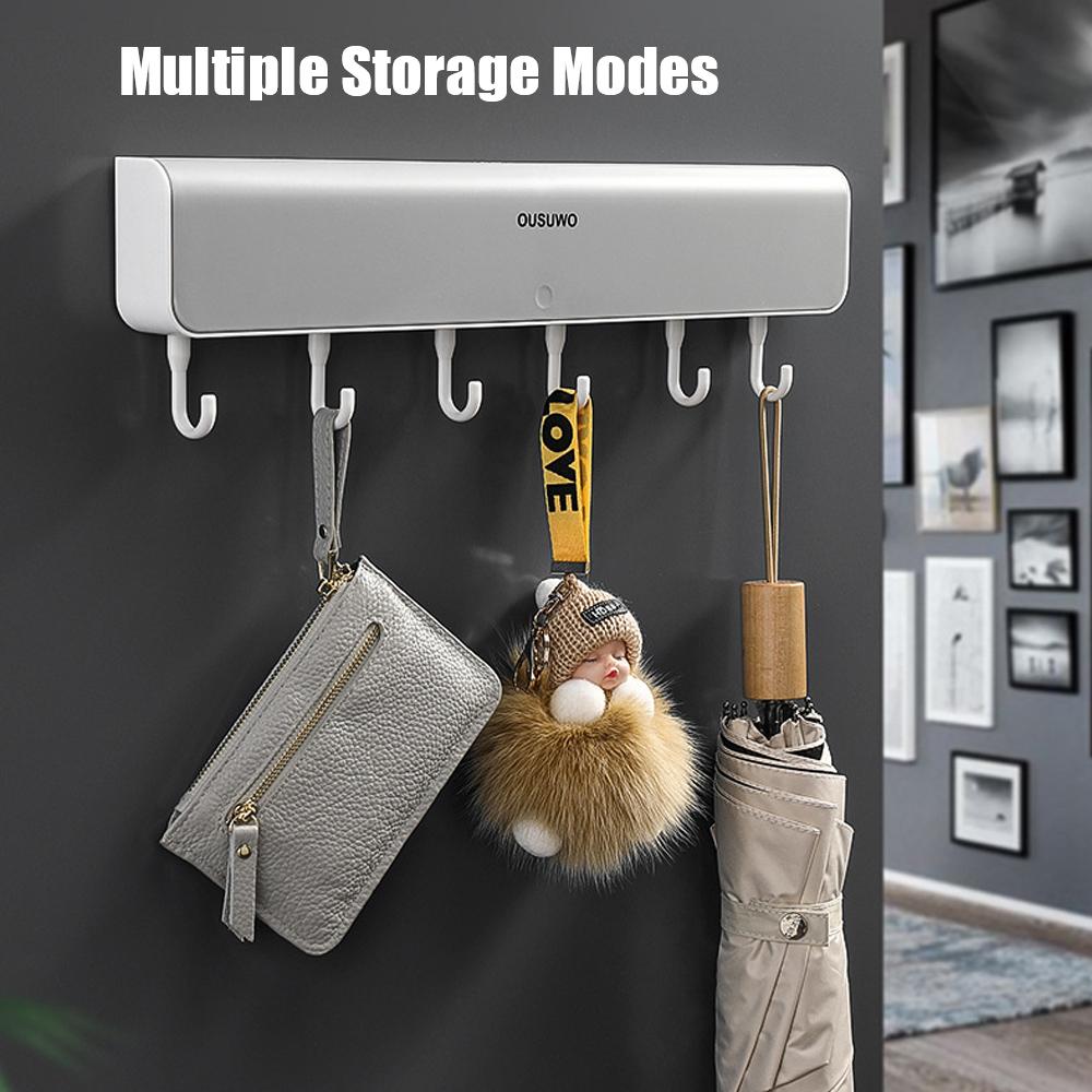 Wall-Mounted Punch-Free For Bathroom Door  Clothes Key Organizer With Hook Storage Rack Shelf Storage Box