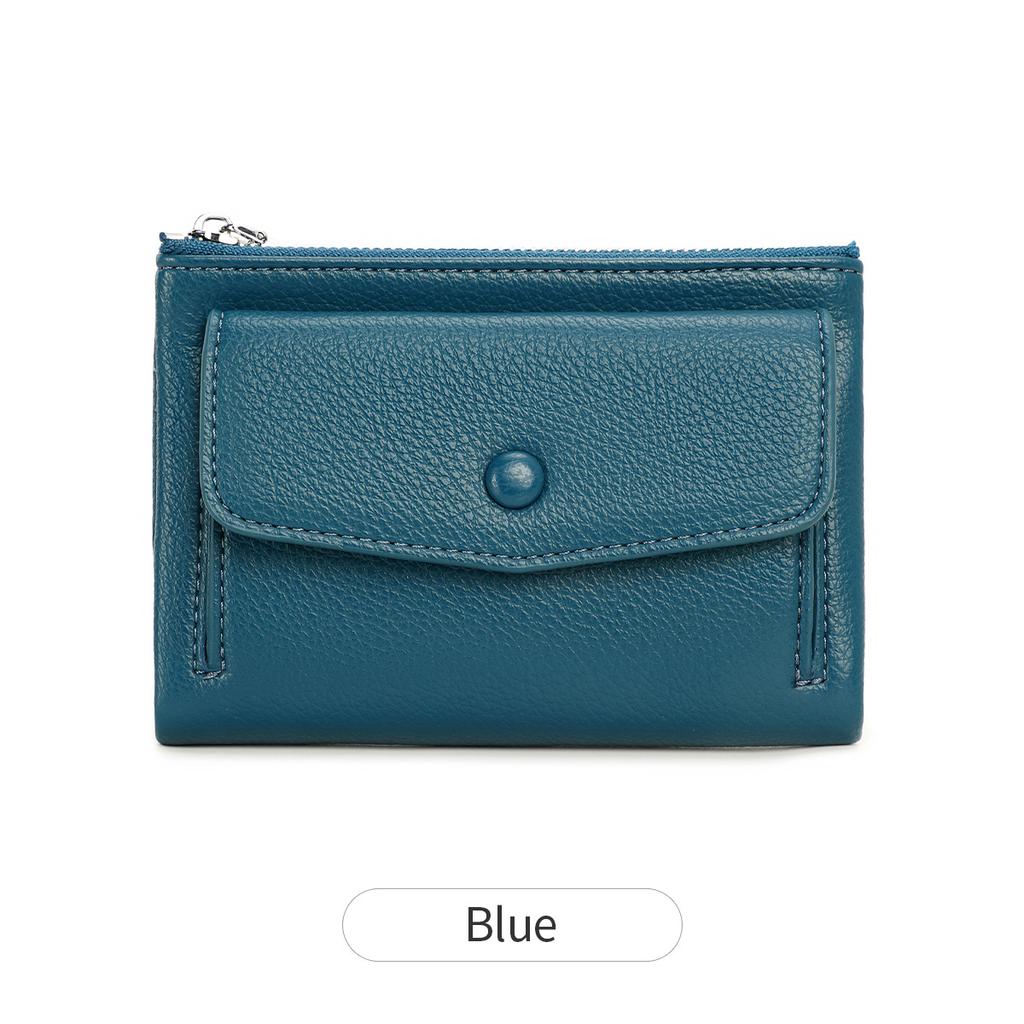 Women's wallet PU leather short double zippered wallet simple solid color large capacity credit card holder bag with coin pocket