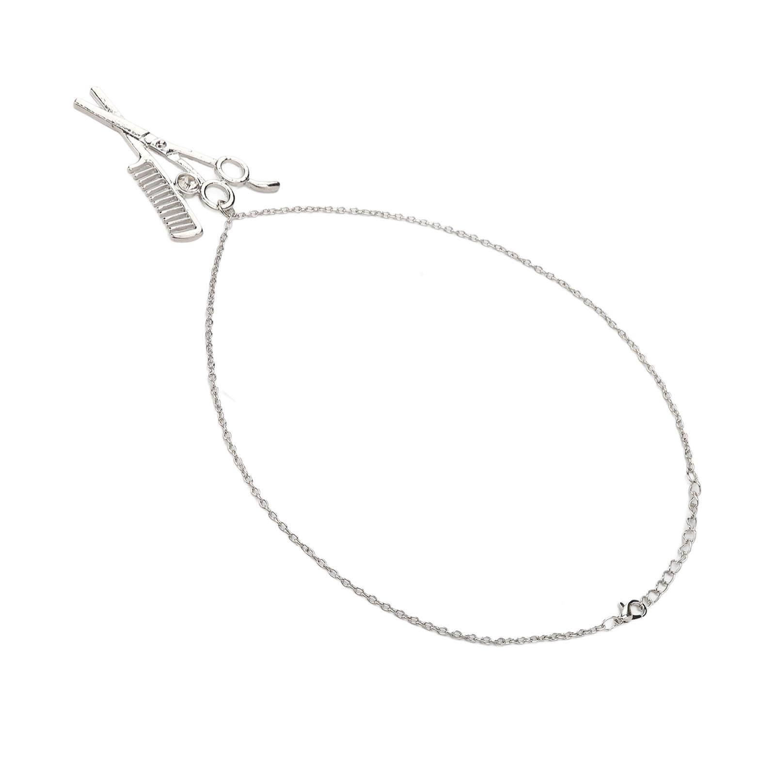 

Ожерелье с подвеской в виде расчески-ножниц, украшения из сплава в виде расчески-ножниц, изысканный кулон для парикмахера-стилиста серебряный