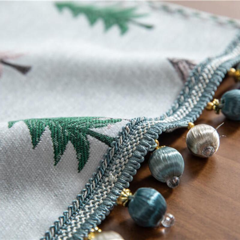 Steagul de masă modern minimalist și ciucuri de Crăciun Față de masă din poliester Steagul de masă proaspăt