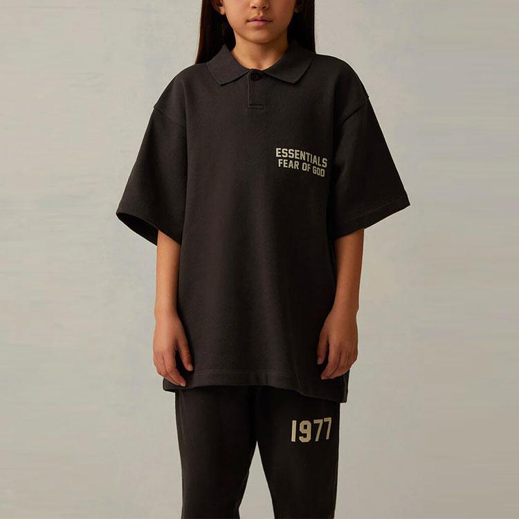 Fear Of God Essentials SS22 Solid Color Logo Printed Short Sleeve Polo Shirt Kids Polo Shirts FOG-SS22-046