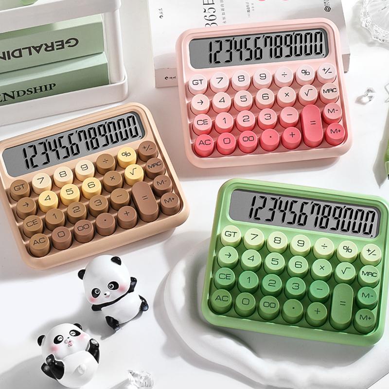 Mekanik Tuşlar Retro Daktilo Hesap Makinesi Kırtasiye Büyük Ekran Vintage Gradyan Renkli Hesap Makinesi Kullanımı Kolay Taşınabilir