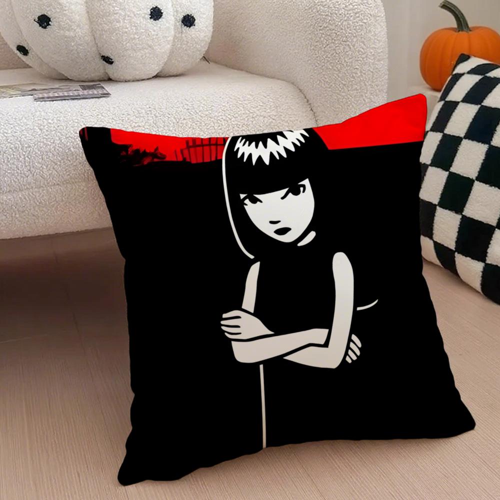 Mysterious Cool Comic EEmily The Strange Cushion Cover Throw Pillow Cover Hidden Button Durable Polyester Chair Cushion