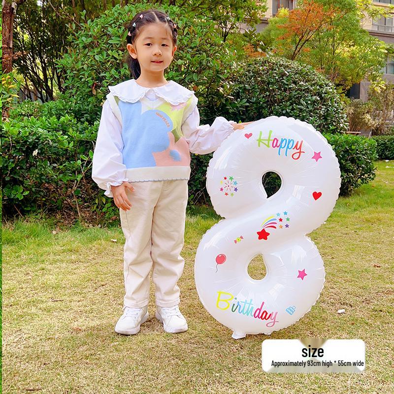 White Number Balloons for Kids' First Birthday Party Decorations