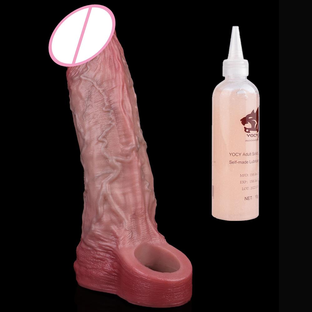SXXY Multi-Types Skin Touch Hollow Dildo Silicone Male Dick Extender Realistic Delay Ejaculation Sex Toys For Men 18+ Couple Sex