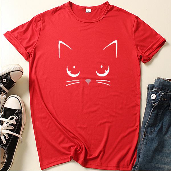 2024 Summer Cat Girl Printed Short Sleeve T-shirt - Casual, Loose Fit Fashion.