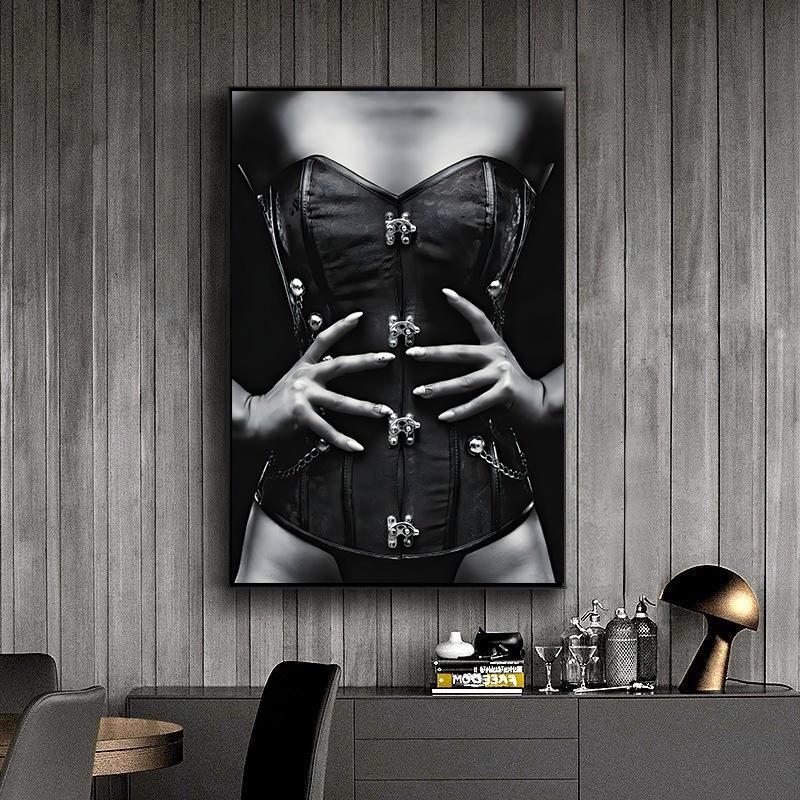 Modern Sexy Female Elegant Handheld Wine Glass Canvas Painting Women Poster Prints Wall Art Pictures Room Hallway Bathroom Decor