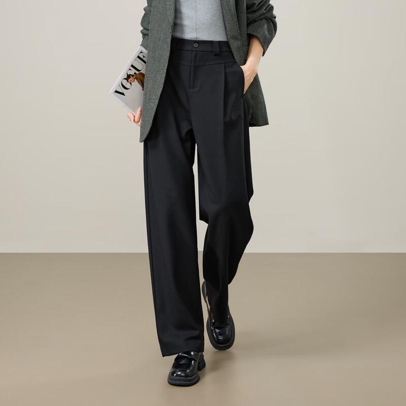 Yiyang Women's Lyocell Wool Blend Straight-Leg Trousers