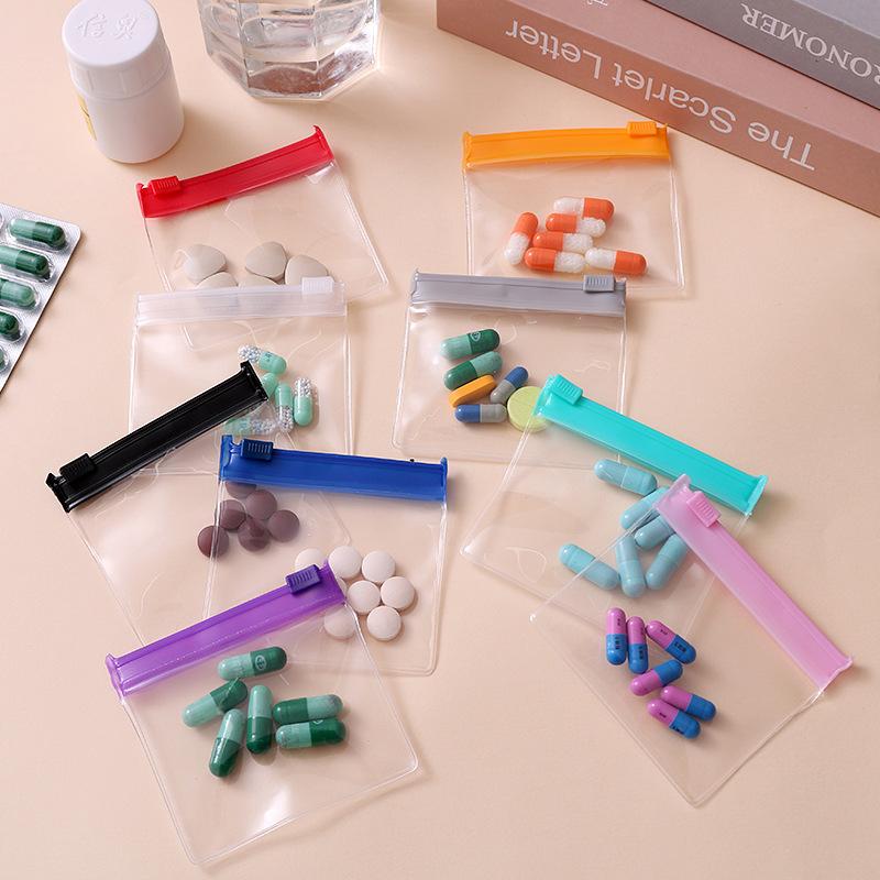 10Pcs Reusable Translucent Zipper Bags – Self-Sealing for Medication Storage and Travel