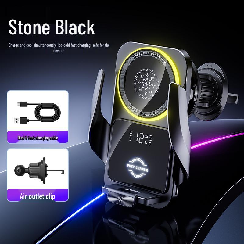 Universal Wireless Car Charger & Smart Navigation Phone Holder with Fast Cooling for Air Vent